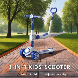 Patinete 3 en 1 Personalizado para Niños, Marco de Aluminio Plegable, Barra de Empuje, Asiento, Patineta, Ruedas de PU, Luces, Aluminio Plegable - Product Image 2