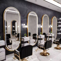 Miroir de Salon de Coiffure et de Maquillage LED Mural Doré Grand Format – Nouveauté Promotionnelle pour Salons de Beauté et Barbiers