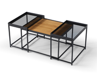 Table basse carrée moderne avec pieds en acier et peinture noire, meubles de salon haut de gamme