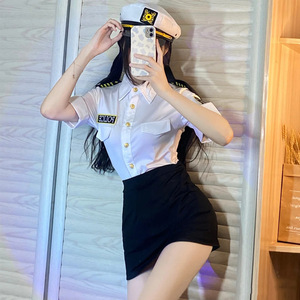 2026 RUIKE Costume <span class=keywords><strong>de</strong></span> jeu <span class=keywords><strong>de</strong></span> rôle <span class=keywords><strong>sexy</strong></span> pour femme, uniforme <span class=keywords><strong>de</strong></span> policière et d'hôtesse <span class=keywords><strong>de</strong></span> <span class=keywords><strong>l</strong></span>'<span class=keywords><strong>air</strong></span>, coupe ajustée extensible, style secrétaire, avec haut, jupe courte et chapeau - Product Image 4