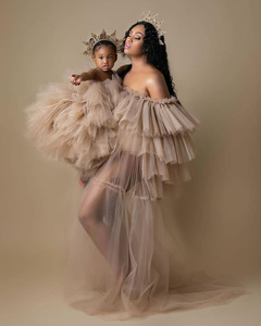 Nouvelles Robes en Tulle Moelleuses Mère et Fille 2026 avec Volants et Traîne, Grandes Tailles pour Séance Photo, Robe <span class=keywords><strong>de</strong></span> Soirée en Tulle Mère et Fille - Product Image 2
