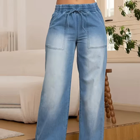 Jeans droits taille haute décontractés en denim délavé pour femme, coupe ample, écologiques, personnalisables OEM ODM 2026