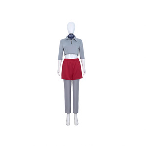 Stranger Things Eleven Cosplay-Kostüm für Mädchen, graues Polo-Shirt, rote Shorts, Set für Halloween - Product Image 1