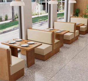 Ensemble table et chaises de stand commercial sur mesure en usine, meubles de salle à manger en bois massif, stand d'angle avec rembourrage pour restaurants/café - Product Image 5