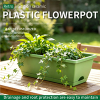 Pots de plantes auto-arrosants en plastique PP carré épaissi, trou de drainage, design minimaliste durable, capacité de 10,97 L, jardinage à domicile