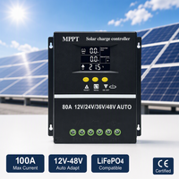 Contrôleur de charge solaire PWM 60/80/100A 12V-48V avec écran LCD USB, puissance PV maximale 480W, batterie au plomb-acide, certifié CE