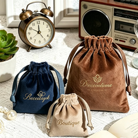 Pochette en velours doux de luxe, sac à cordon personnalisé, sac en velours multi-usages pour bijoux, cosmétiques, emballage cadeau et rangement quotidien