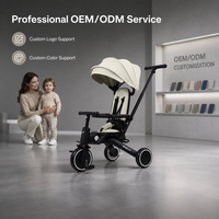 Tricycle enfant BEBELUX T8 OEM ODM 8-en-1 avec siège surélevé, pliable compact, direction parentale, cadre en plastique, poussette-trottinette pour tout-petits