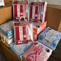 Lot de 4 rideaux de fenêtre en gros avec voilages brodés, draperies unies à œillets et pompons décoratifs