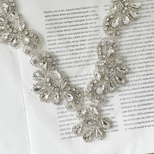 Bordir manik-manik korsase Patch payet Berat kerah V berlian imitasi tulle leher renda applique untuk gaun aksesori pakaian dalam seksi - Product Image 3