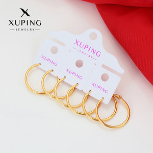 Оптовые модные серьги-кольца XUPING с золотым покрытием, геометрические, большие, для женщин - Product Image 3