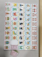 Tuiles de mahjong américaines à motif de chat noir, ensemble de mahjong coloré rétro dessiné à la main, jeu de table d'intérieur pour 4 joueurs