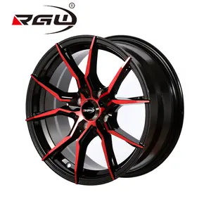 Aros OEM Rines Universal Black Red Lip 4 Hole 114.3 4x100 PCD 14 15 16 17 Inch Alloy Aluminum Sport Passenger Car Wheel Rim Mags