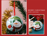 Boîte à bonbons en fer blanc de Noël de haute qualité avec impression personnalisée, boîte à chocolat en forme de boule avec ruban
