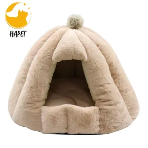 Sleep Bed Cave Round Kennel Semi Closed Cats Plush Pumpkin Shaped Cotton Warm Cute Cold resistant Cats Or Dog Bed