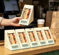 Boîte à sandwich triangulaire personnalisée en papier, qualité alimentaire, jetable, pour emporter, emballage pour sandwichs pour les restaurants de restauration rapide