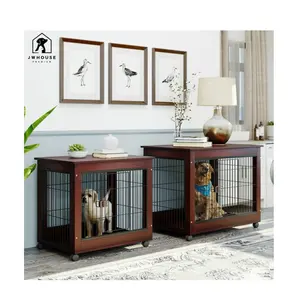 Стильная мебель для домашних собак, ящик в клетку, стол, запираемый, для среднего и большого собачьего домика, для внутреннего использования