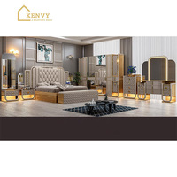 Lit King Size de Luxe en Bois Massif Italien et Allemand, Rose, Pas Cher, pour Chambre Parentale, Ensemble de Meubles de Chambre Doux avec Rangement