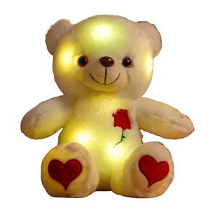 Новый милый романтичный светящийся День Святого Валентина плюшевый медведь кукла плюшевая игрушка для девочек тряпичная кукла подарок низкая цена оптовая продажа