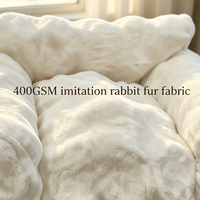 Canapé pour chat et chien de grande taille, amovible, antidérapant, en fausse fourrure de lapin luxueuse, avec base imperméable en TPU, pour petits chiens
