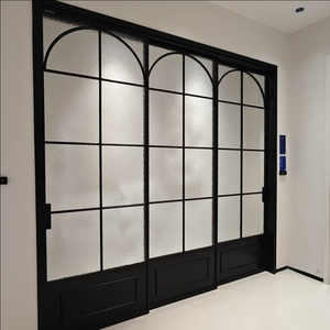 Puerta Batiente Francesa de Aluminio Deioux, Puertas Abatibles de Doble Vidrio con Diseño de Rejilla para Entrada Interior y Exterior de Villas de Lujo - Product Image 1
