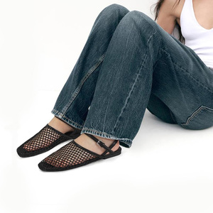 Zapatos Planos de <span class=keywords><strong>Mujer</strong></span> con Hebilla y Malla, Estilo Mary Jane, Cómodos, Casuales, de Red, Bailarinas, con Tira Trasera, Punta Cuadrada - Product Image 5