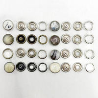 Botones a presión de latón estilo perla redondos al por mayor con broche de 4 puntas largas para camisas, con piedras preciosas de colores