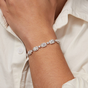 S925 เงินสเตอร์ลิงมอยซาไนต์สร้อยข้อมือรูปสี่เหลี่ยมผืนผ้าสำหรับผู้หญิงเพชรเต็มวงสไตล์เรโทรหรูหราของขวัญสำหรับงานเลี้ยงสร้อยข้อมือเงิน - Product Image 5
