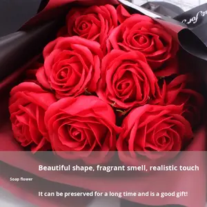 Cadeau de la Saint-Valentin pour petite amie, bouquet de roses en savon de 11 pièces, boîte cadeau, savon artisanal, fleur de savon, remerciement - Product Image 3