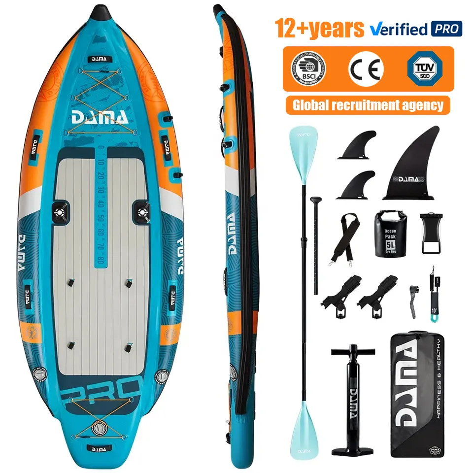 Dama CE bán buôn 2 người câu cá mái chèo Hội Đồng Quản trị Inflatable đứng lên mái chèo Hội Đồng Quản trị sup mái chèo Hội Đồng Quản trị với moter