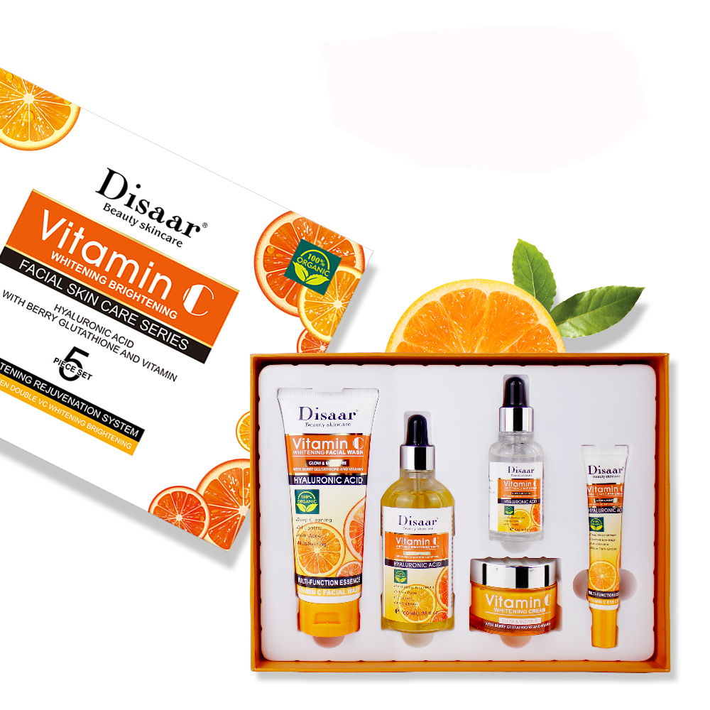 Juego de suero blanqueador para el cuidado de la piel, juego de 5 unidades de vitamina C hidratante Natural para el cuidado de la piel negra