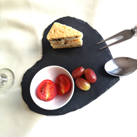 Assiette en ardoise naturelle noire en forme de cœur de 20 cm, personnalisable, écologique, non toxique et durable, pour hôtel, vente en gros