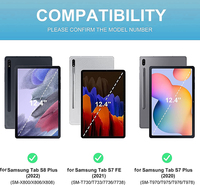 Casing Keyboard untuk Samsung Galaxy Tab S7 FE 12.4 Inch S7 Plus SM T970, Casing Keyboard Tablet Kompatibel untuk Tab S8 Plus