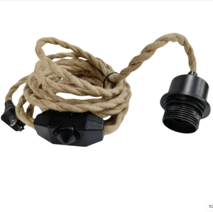 Kit de <span class=keywords><strong>cable</strong></span> de luz colgante de cuerda de cáñamo <span class=keywords><strong>con</strong></span> interruptor de atenuación <span class=keywords><strong>Cable</strong></span> de 4M AC 165-265V soporte de lámpara de bombilla roscada estilo tornillo - Product Image 4