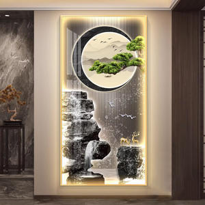 Decoração de Parede LED 3D Moderna e Atraente com Padrão Floral em Papel PP e Liga de Alumínio, Pinturas de Paisagens Iluminadas - Product Image 5