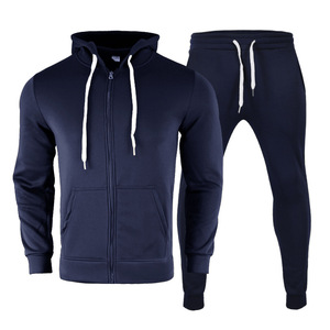 Autumn Winter Sports Sweatshirt Set for Men European American <strong>Style</strong> Solid Color Fleece-Lined Casual <strong>Tracksuits</strong> Cross-Border - Product Image 4