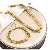 Collier en acier inoxydable doré pour femmes en gros, bijoux