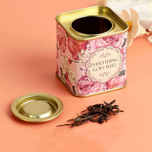 <span class=keywords><strong>JYB</strong></span> Travel Portable Square Metal Tea Tin Canister Caja de lata de regalo romántico con patrón de flores - Product Image 1