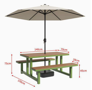Offre Spéciale : Ensemble Table <span class=keywords><strong>de</strong></span> Pique-Nique Professionnelle avec Parasol – Mobilier d'Extérieur Tout-en-un pour Places Publiques et Jardins (Vente en Gros) - Product Image 4