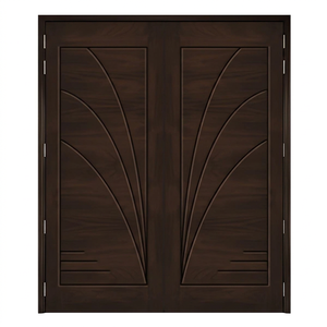 Puertas Dobles de Entrada de Madera Sólida GA-39L con Diseño Moderno para Uso Exterior en Villas y Apartamentos, Apertura Manual Abatible, Superficie Acabada - Product Image 1