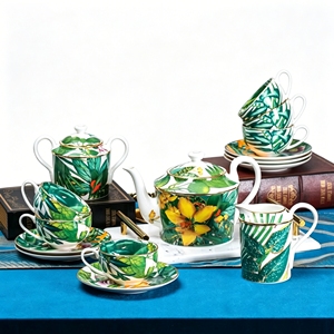 Tropical Rainforest Monstera Pattern Ceramic <b>Dinnerware</b> <b>Set</b> - Product Image 6