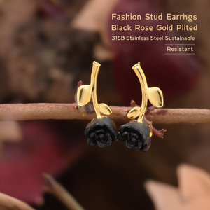 Boucles d'oreilles tendance en acier inoxydable 316L plaqué or rose noir, durables et résistantes - Product Image 3