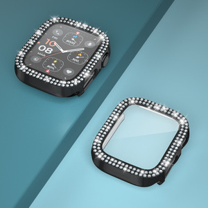 Mode 2025 paillettes Double diamant PC + boîtier de montre en verre pour <span class=keywords><strong>Apple</strong></span> <span class=keywords><strong>Watch</strong></span> <span class=keywords><strong>série</strong></span> 10 9 8 7 <span class=keywords><strong>6</strong></span> 46mm 42mm femmes dame diamants étui - Product Image 6