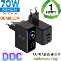 Cargador Rápido Gan de 70W 65W con Enchufe Europeo Tommox, Cargador USB-C de Pared para Móvil y Portátil de 30W con Pantalla, Cargadores Rápidos Tipo-C para Teléfono al por Mayor