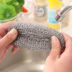 Éponges de nettoyage de cuisine économiques pour la vaisselle, en bois, en laine d'acier, en métal inoxydable, boules de nettoyage en fil métallique - Product Image 4