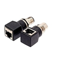 Adaptateur mâle M12 4 broches, prise à angle droit 8 pôles, étanche IP67, capteur circulaire, signal Ethernet, sortie CC, type adaptateur d'alimentation