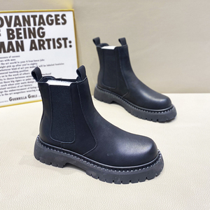Men's Microfiber Leather for Martin <b>Boots</b> New Style <b>Spring</b> and Autumn Slip-On Outdoor Mid-Calf <b>Boots</b> with Height Increasing - Product Image 2