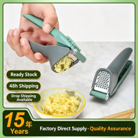 Presse-ail manuel en silicone avec lame en acier inoxydable, hachoir à ail portable, facile à nettoyer, outil de cuisine pour l'ail