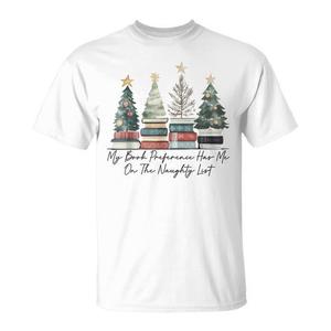 Mi preferencia de libros me tiene en la lista de traviesos, camiseta con diseño de árbol de Navidad - Product Image 1