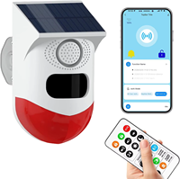 WLAN Solar Außen-Bewegungsmelder-Alarm Tuya Solar-Stroboskop-Alarmleuchte mit Bewegungssensor-Sirene, 100dB Sicherheitssirene App-Alarm